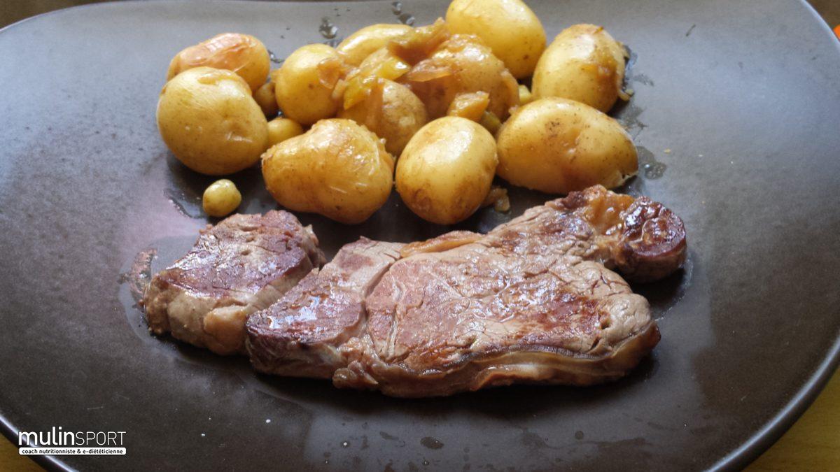 Pommes de terres nouvelles poêlées et son filet de bœuf Aubrac