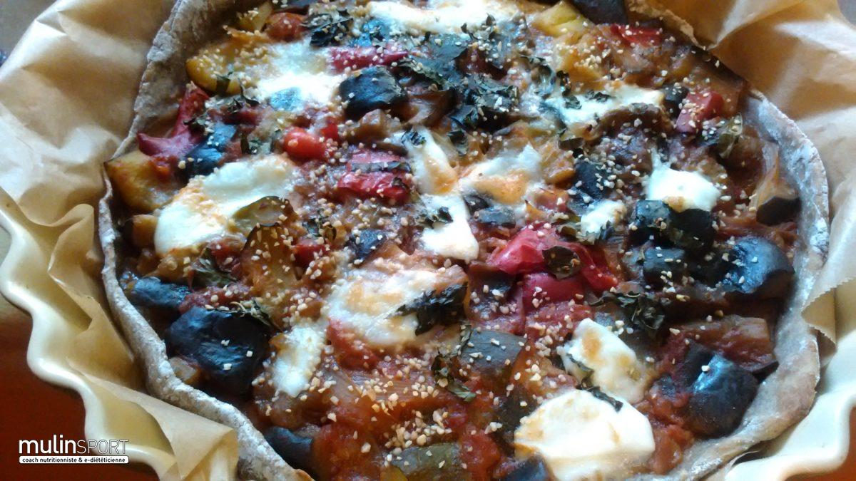 Tarte fine sarrasin à la ratatouille, mozzarella de Bufflonne et basilic