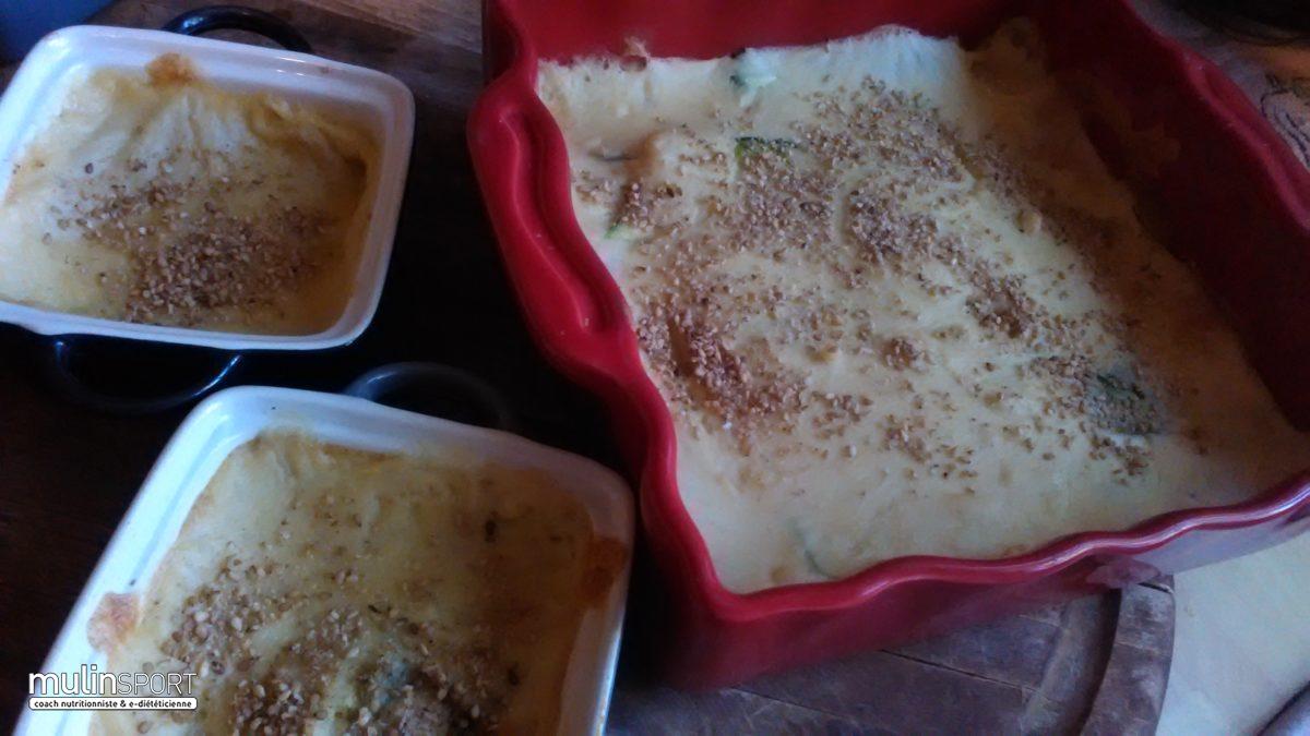 Gratin de raviolis au tofu, basilic