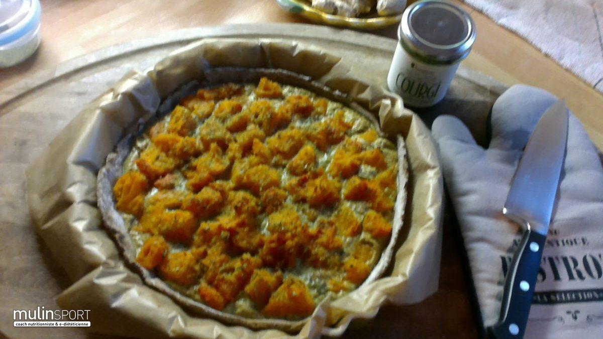 Tarte sarrasin butternut, coco sur lit de purée de graines de courge sans gluten