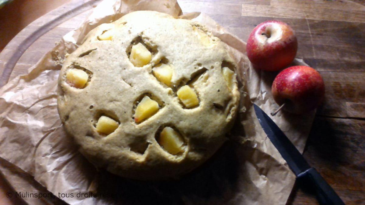 Mon gâteau aux pommes, farine de riz complet et lupin à la crème fraîche de brebis et cannelle au #Vitaliseur de Marion 🍎🍎